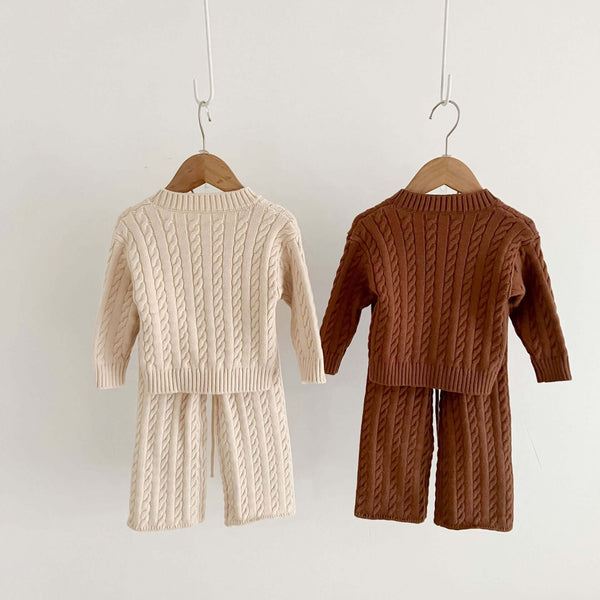 Organic cotton knit style sweater set for toddler girls