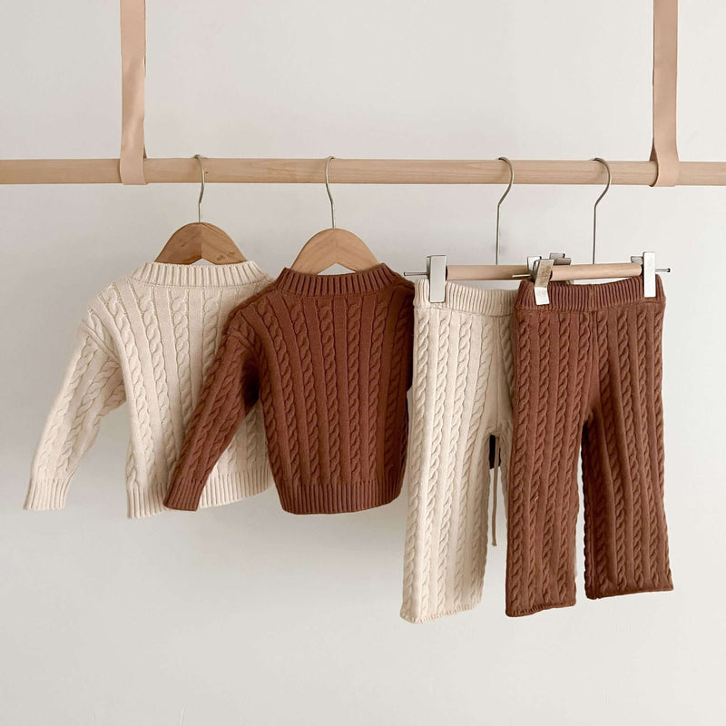 Organic cotton knit style sweater set for toddler girls